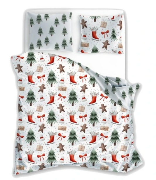 Christmas Dekbedovertrek 140x200 Kerst Katoen Santa Xmas Kerstman 2in1