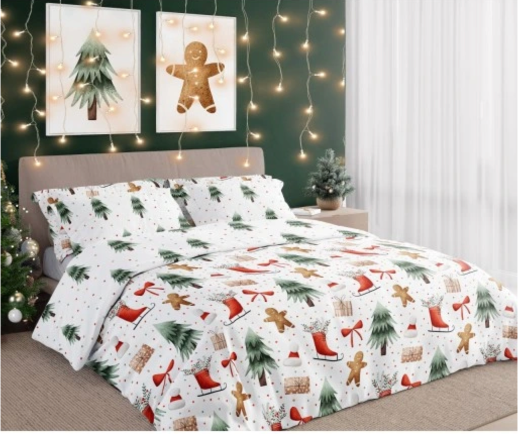 Christmas Dekbedovertrek 140x200 Kerst Katoen Santa Xmas Kerstman 2in1
