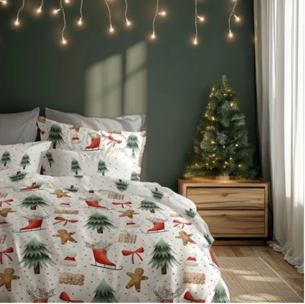 Christmas Dekbedovertrek 140x200 Kerst Katoen Santa Xmas Kerstman 2in1