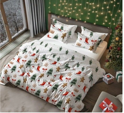 Christmas Dekbedovertrek 140x200 Kerst Katoen Santa Xmas Kerstman 2in1