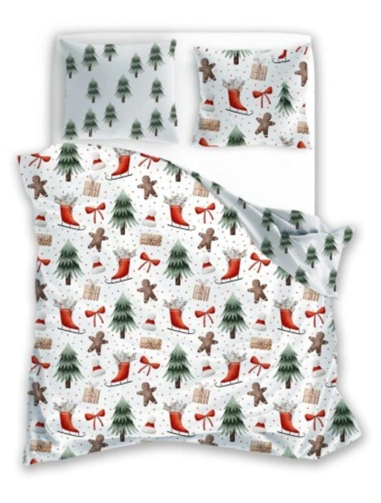 Christmas Dekbedovertrek 140x200 Kerst Katoen Santa Xmas Kerstman 2in1