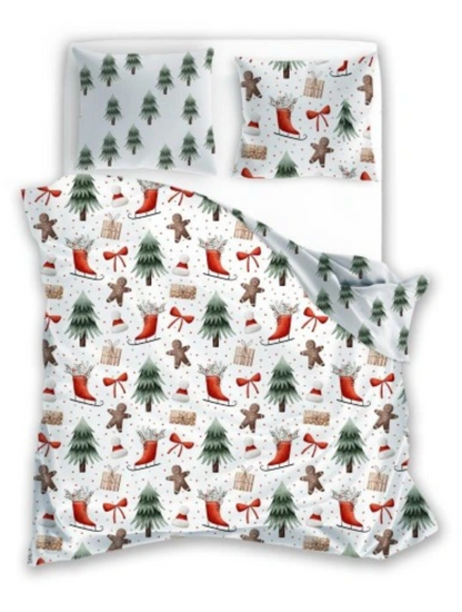 Christmas Dekbedovertrek 140x200 Kerst Katoen Santa Xmas Kerstman 2in1