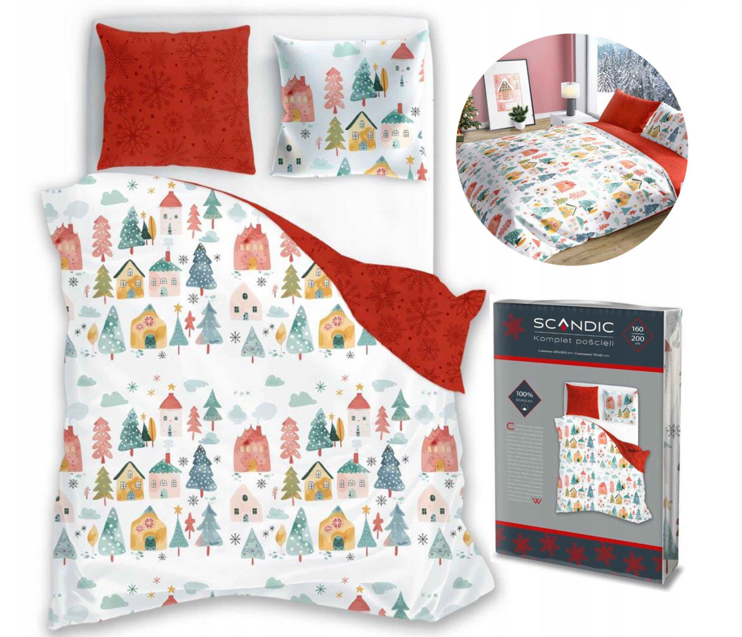 Kerst Dekbedovertrek Christmas 220x200cm  Kussensloop 70x80cm Katoen