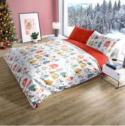 Kerst Dekbedovertrek Christmas 220x200cm  Kussensloop 70x80cm Katoen
