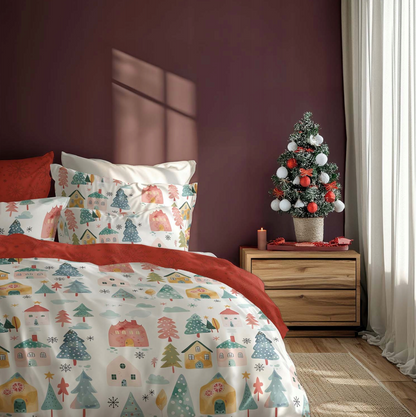 Kerst Dekbedovertrek Christmas 220x200cm  Kussensloop 70x80cm Katoen