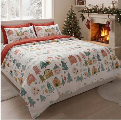 Kerst Dekbedovertrek Christmas 220x200cm  Kussensloop 70x80cm Katoen