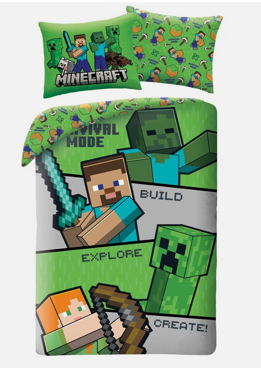 Minecraft Dekbedovertrek 140x200 Duurzaam Polyester