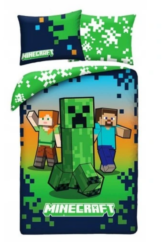 Minecraft Dekbedovertrek 140x200 Duurzaam Polyester 2in1