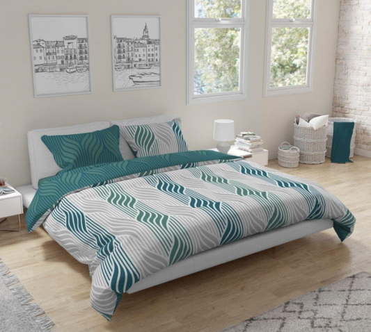 Grafisch Dekbedovertrek 140x200cm 2in1 Flanel Katoen 2in1