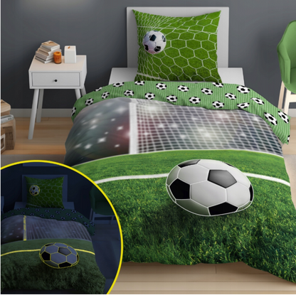 Voetbal Dekbedovertrek Glow in the Dark 140x200 Duurzaam 2in1 Katoen