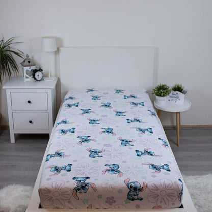 Lilo en Stitch Hoeslaken 90x200 Duurzaam Katoen Ohana White