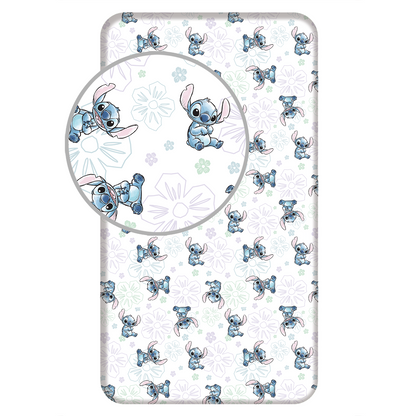 Lilo en Stitch Hoeslaken 90x200 Duurzaam Katoen Ohana White