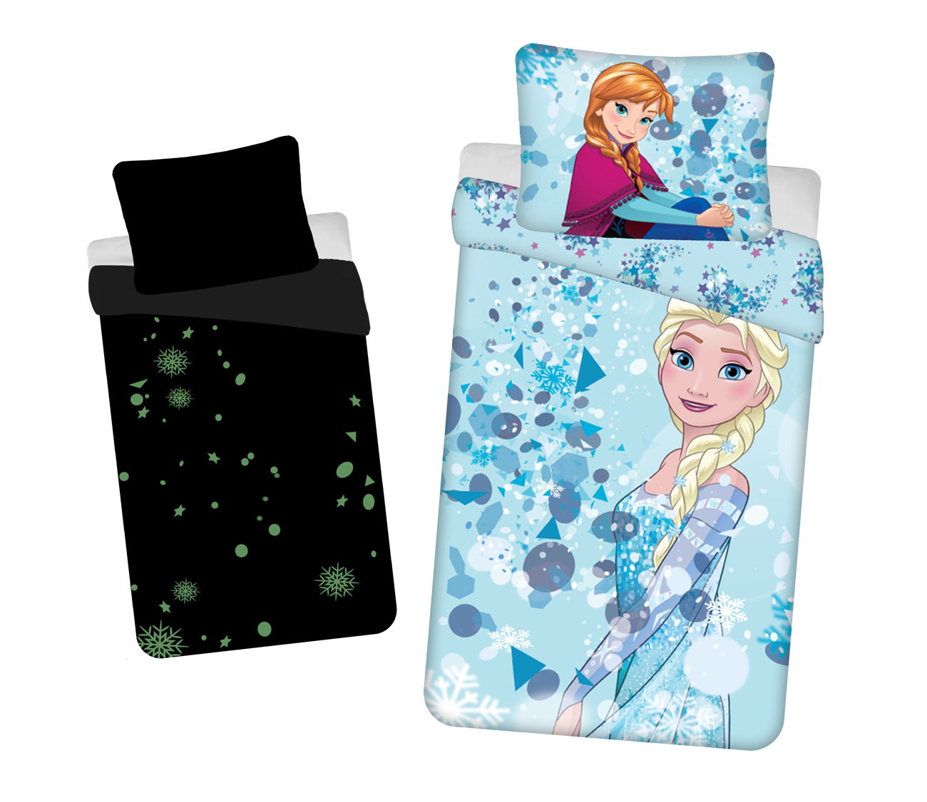 Disney Frozen Dekbedovertrek 140x200 Glow in the Dark Duurzaam 2in1 Licht Blauw