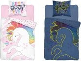 Unicorn Eenhoorn Dekbedovertrek 140x200 Glow in the Dark 2in1 Katoen