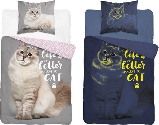 Poes Dekbedovertrek 140x200 GLow In the Dark Duurzaam