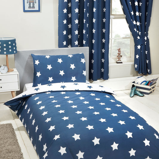 Sterren Dekbedovertrek Blauw/Wit