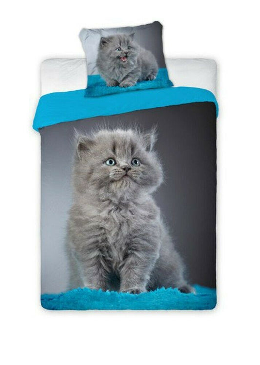 Kat Poes Dekbedovertrek Grijs