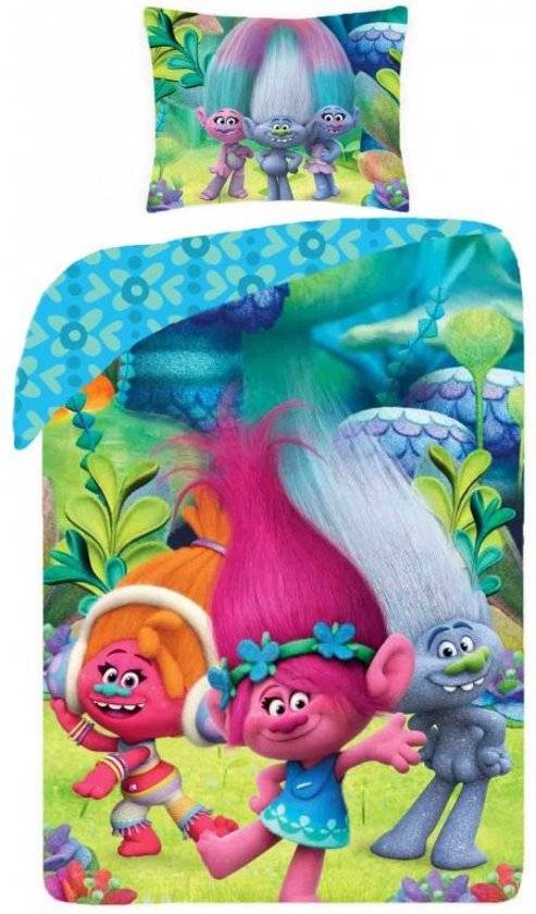 Trolls Blauw Dekbedovertrek Poppy