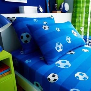 Voetbal Hoeslaken en Kussensloop  Blauw